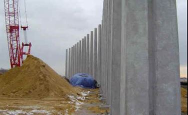 Sound wall stanchions - looking east